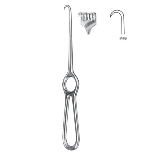 Volkmann Retractor, 6 Prongs, Sharp, 21.5cm