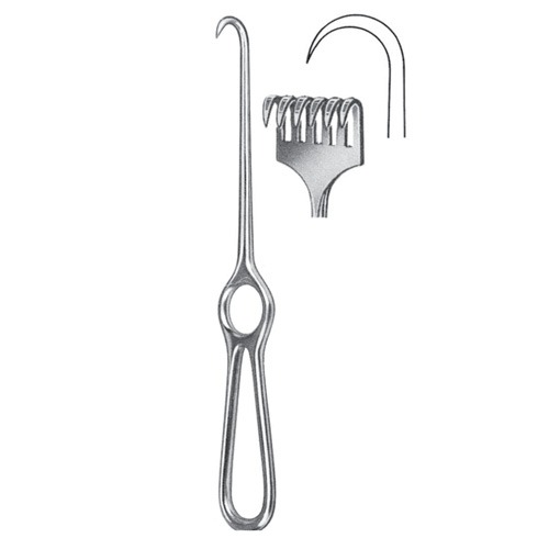 Kocher Retractor, 6 Prongs, Sharp, 22cm