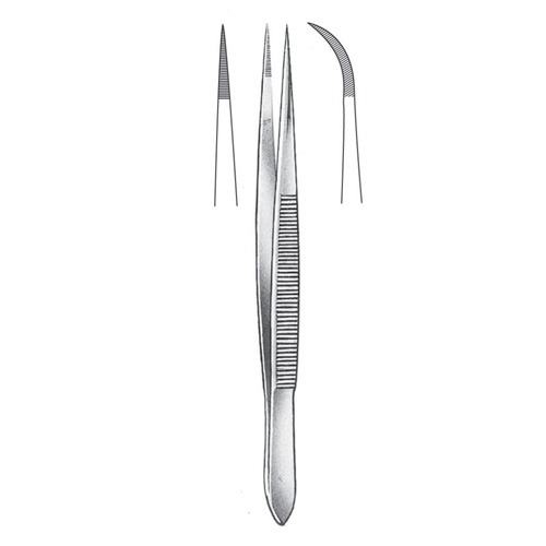 Micro Forceps, Serrated, Cvd, 9cm