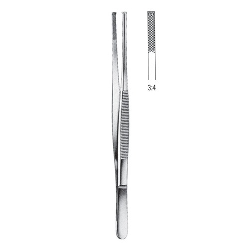 Stille-Barraya Tissue Forceps, 3x4 Teeth, 18cm