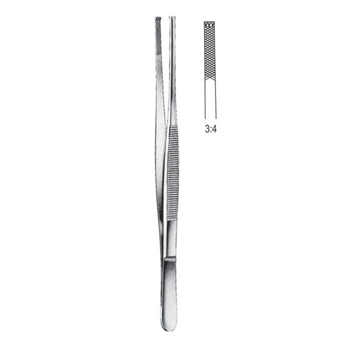 Stille-Barraya Tissue Forceps, 3x4 Teeth, 20cm