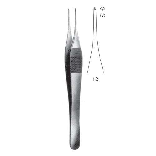 Jefferson Tissue Forceps, 1x2 Teeth, 18cm