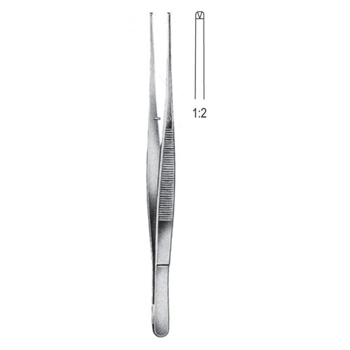 Potts-Smith Tissue Forceps, 1x2 Teeth, 30cm