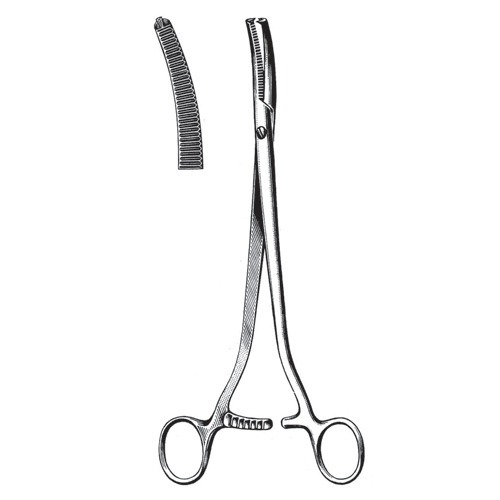 Wertheim Hysterectomy Forceps, Screw Joint, 22cm