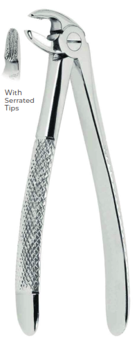 Extracting Forceps With serrated tips Lower roots  Fig. 59