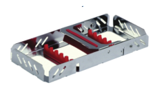 Strut Lock Stainless Steel Instrument Cassettes with Furrow Holes, (5 instruments), Red, 180x82x23mm