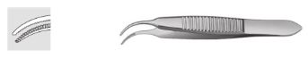 Iris Forceps Curved, serrated