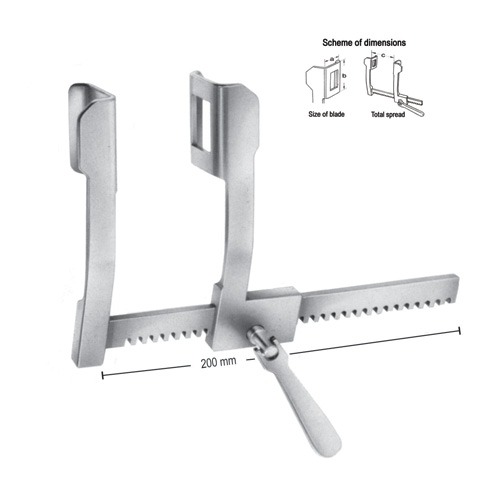 Finochietto Rib Spreaders, S/S, (A=36mm, B=45mm, C=140mm)