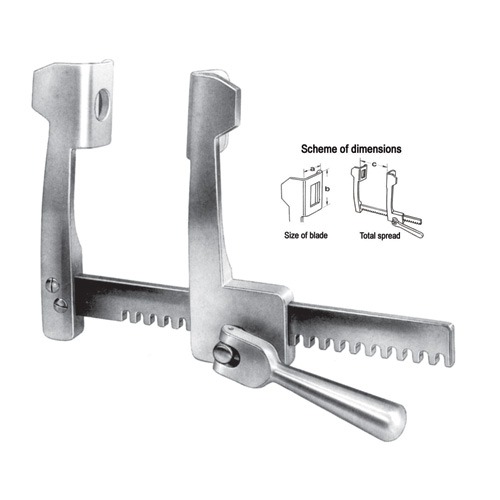 Finochietto Rib Spreaders, S/S, (A=52mm, B=62mm, C=175mm)