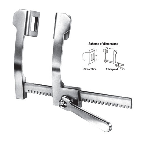 Finochietto Rib Spreaders, S/S, (A=75mm, B=65mm, C=250mm)