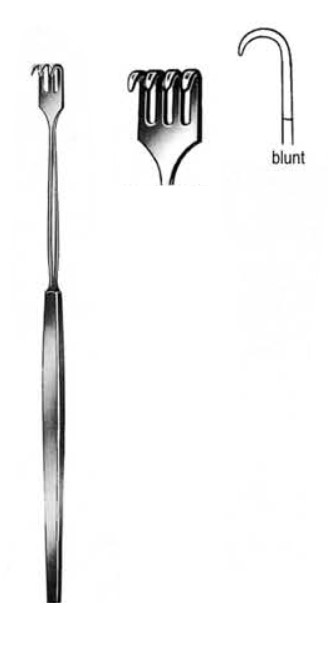 Retractor, Blunt, 4 Prongs, 16cm