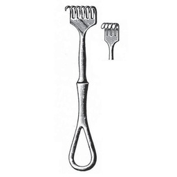 [RI-208-04] Volkmann Retractor, 4 Prongs, Blunt, 11.5cm