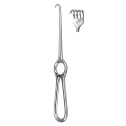 [RI-222-04] Volkmann Retractor, 4 Prongs, Blunt, 21.5cm