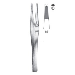 [RF-200-12] Lane Tissue Forceps, 1x2 Teeth, 12.5cm